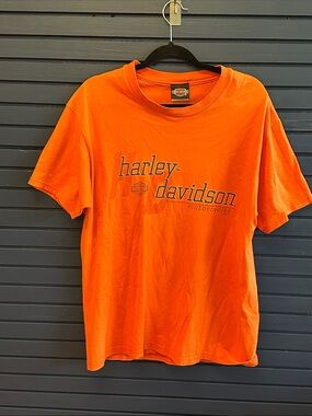 New York City Harley-Davidson Bright Orange Logo Short Sleeve Tee